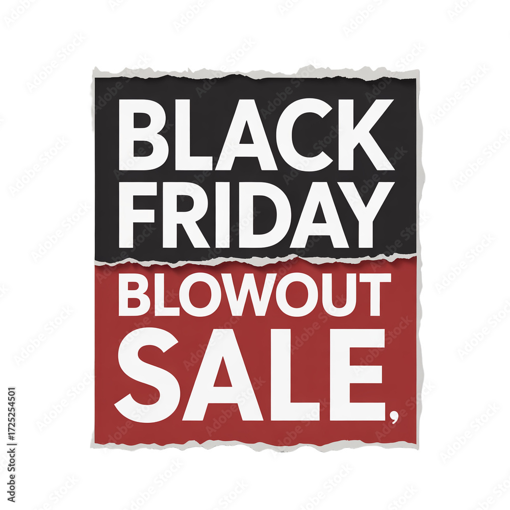 Fototapeta premium Black Friday blowout sale with ripped edges, limited time savings event