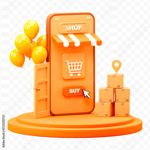 Online Shopping and Delivery: Mobile E-commerce Concept