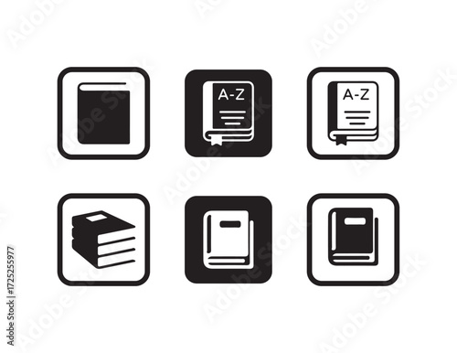 Minimalist Book Icon, Simple open  and close book icon illustration in black and white, vector illustration eps 10.