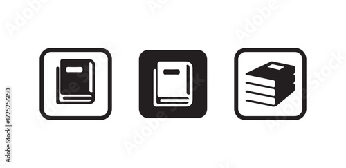 Minimalist Book Icon, Simple open  and close book icon illustration in black and white, vector illustration eps 10.