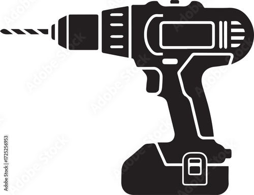 Powerful cordless drill silhouette tool for construction diy home improvement and renovation projects