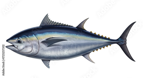 Bilde på lerret Isolated tuna fish on a plain background detailed illustration of a fast swimmin