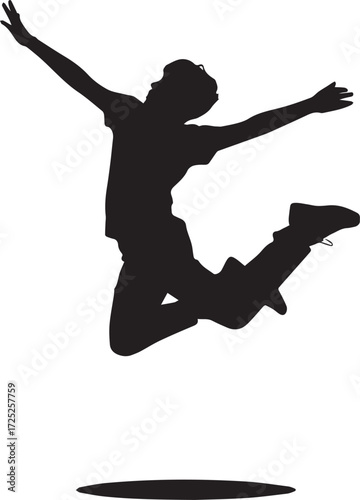 Dynamic silhouette of a joyful person mid-jump expressing freedom and energetic movement