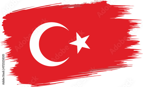 Stylized Illustration of the Turkish Flag with Brushstroke Effect