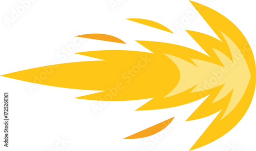 Cartoon fireball blazing through space, creating motion blur effect with flames