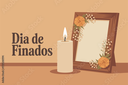 Día de Finados Candle and Photo Frame Tribute Design
