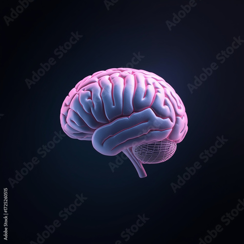 Human Brain 3D AI Technology Illustration Image