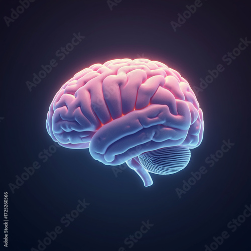 Human Brain 3D AI Technology Illustration Image