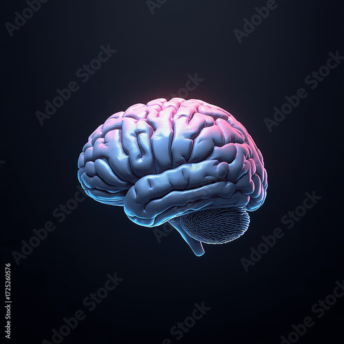 Human Brain 3D AI Technology Illustration Image