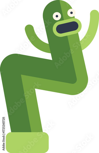 Cartoon inflatable tube man with expressive face and raised arms