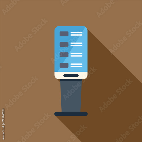 Modern interactive kiosk with a touch screen displaying information, providing convenient access to data and services in a public setting