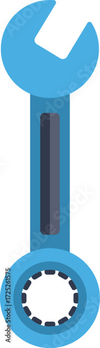 Minimalist vector illustration of a blue wrench, ideal for projects related to maintenance, repair, and fixing