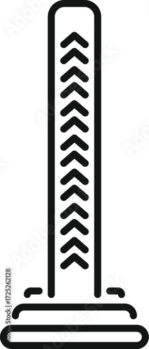 Simple black and white icon of a hydraulic or pneumatic piston extending, featuring chevron seals and a mounting flange