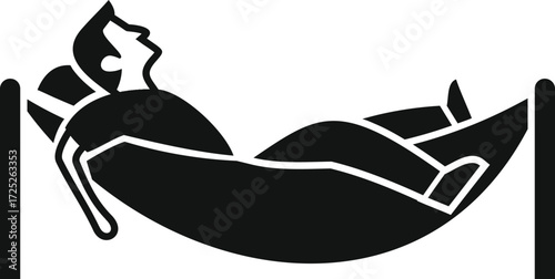Man is lying in hammock, enjoying peaceful moment of relaxation