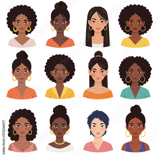 Multicultural Avatar Icon Set – Diverse People Flat Design Vector
