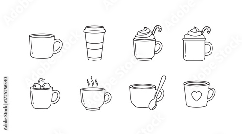 Vector art of coffee cup sketches