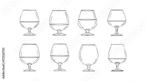 Vector art of brandy glasses isolated
