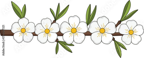 Delicate white cherry blossom hair clip for women and girls elegant floral accessory vector