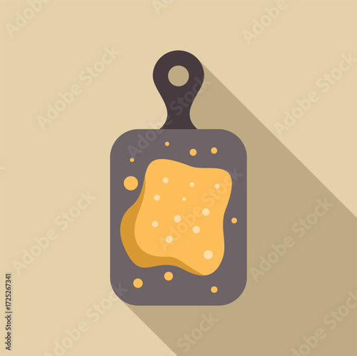 Kitchen cutting board covered in food scraps, ideal for hygiene and cleaning concepts