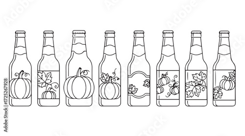 Vector art of pumpkin beer bottles