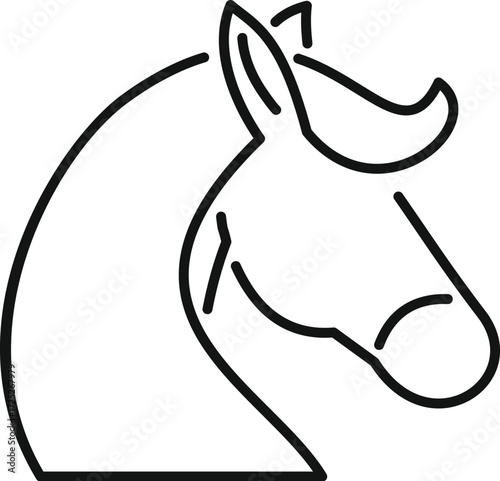 Simple line drawing of a horse head, ideal for a logo or brand identity
