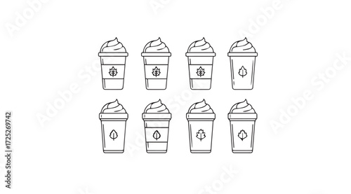 Vector art of set of coffee cups