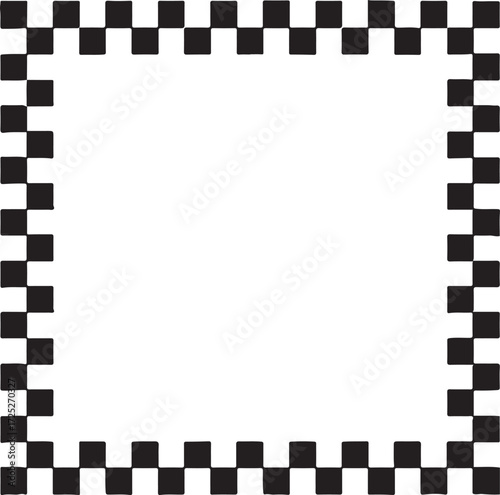Classic black and white checkerboard pattern square border graphic element
