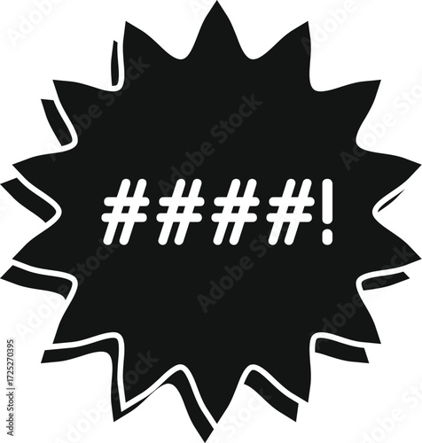 Swearing chat bubble expressing anger with hash symbols inside a star shape