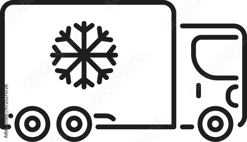 Refrigerated truck transporting frozen products, ensuring freshness and quality with temperature controlled environment