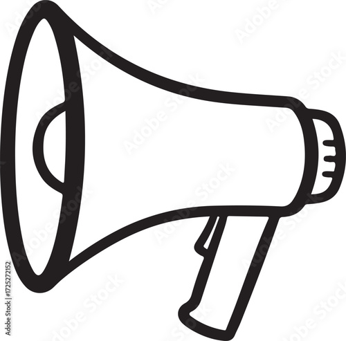 Hand drawn megaphone symbol announcing news and information simple graphic element