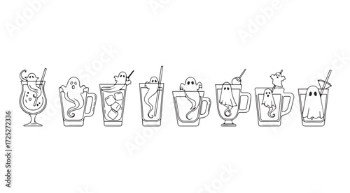 Vector art of halloween cocktails isolated