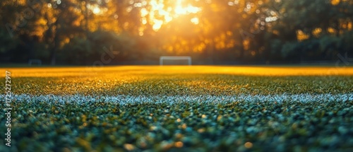 Golden Hour at the Football Field: A Sunset Scene