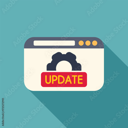 Website software update process with gear icon and update button displayed on a web browser window