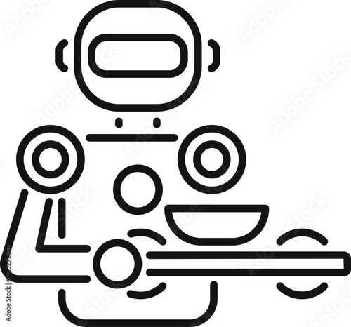 Robot is holding a tray with food, showcasing automated food service in futuristic restaurants