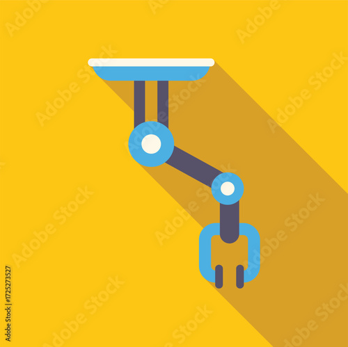 Robotic arm hanging from the ceiling, gripping and ready to automate tasks, symbolizing industrial automation and advanced technology