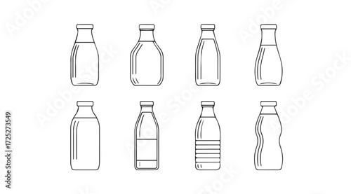 Vector art of milk bottles isolated