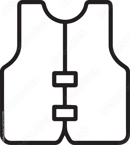 Simple line art icon of a life vest safety equipment for water activities