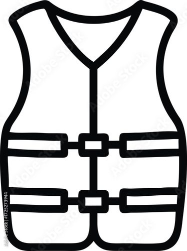 Simple line icon of a life vest safety equipment for water activities