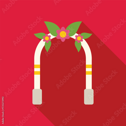 Wedding arch decorated with flowers and leaves creating romantic ambiance