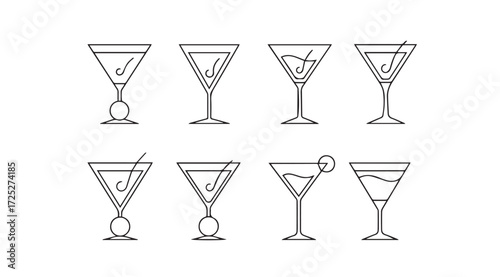 Vector art of martini glasses isolated