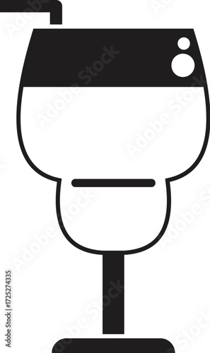 Silhouette of a stemmed glass containing a layered cocktail with a straw, symbolizing celebration and nightlife