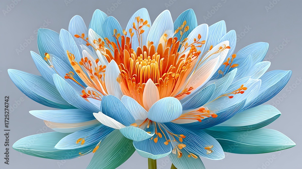 Obraz premium Serene Pastel Lotus Flower in Soft Blue, Pink, and Orange Tones