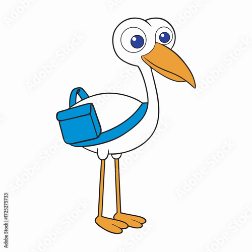Cartoon stork carrying a bag