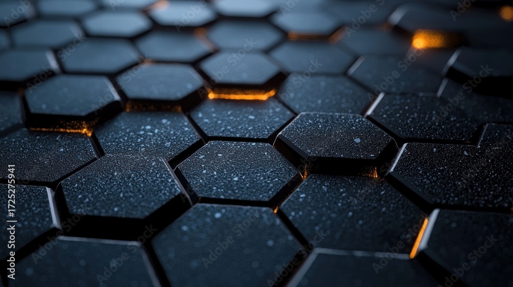 Obraz premium Abstract Hexagon Pattern: Dark, Glittering, Technological Design