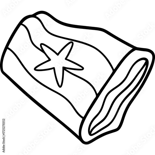 A folded cloth with a star coloring page for kids design and education