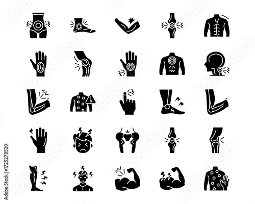 Bilde på lerret Body Ache Line Vector Icons