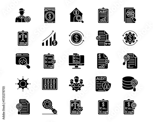Business Audit Line Vector Icons