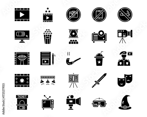 Cinema Line Vector Icons