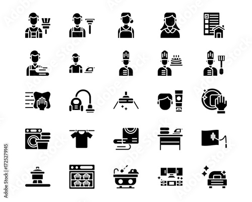 Cleaning and Dusting Line Vector Icons