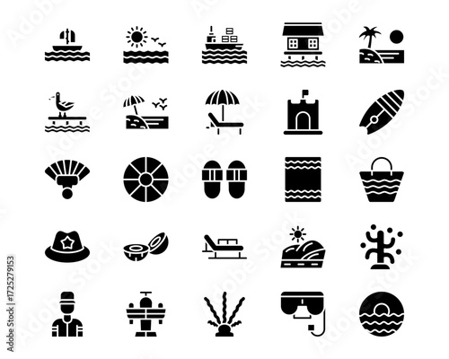 Coastline Line Vector Icons